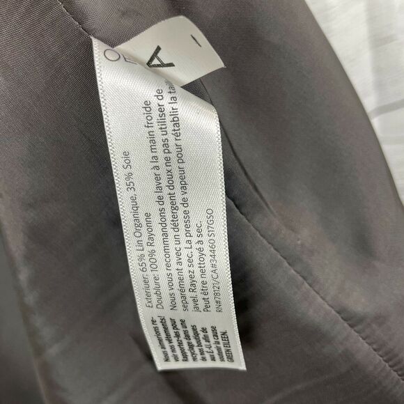 Eileen Fisher Brown Organic Linen Silk Open Front Lined Jacket Blazer Size PM - Picture 7 of 10